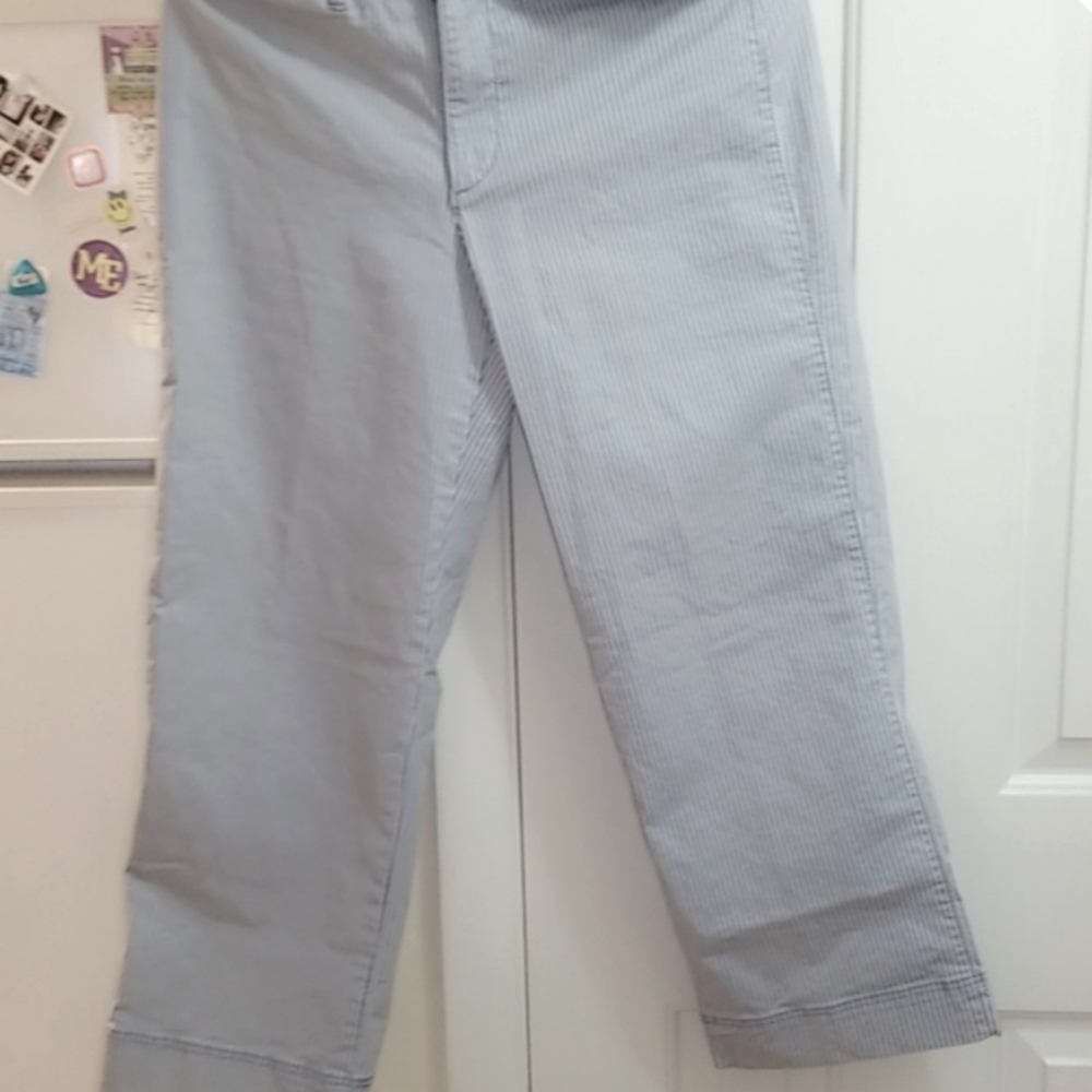 Blue and white striped pants
